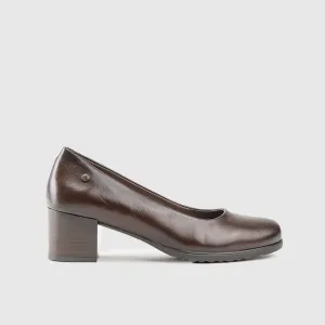 Ladies Block Heel Court Shoe 01163 Brown