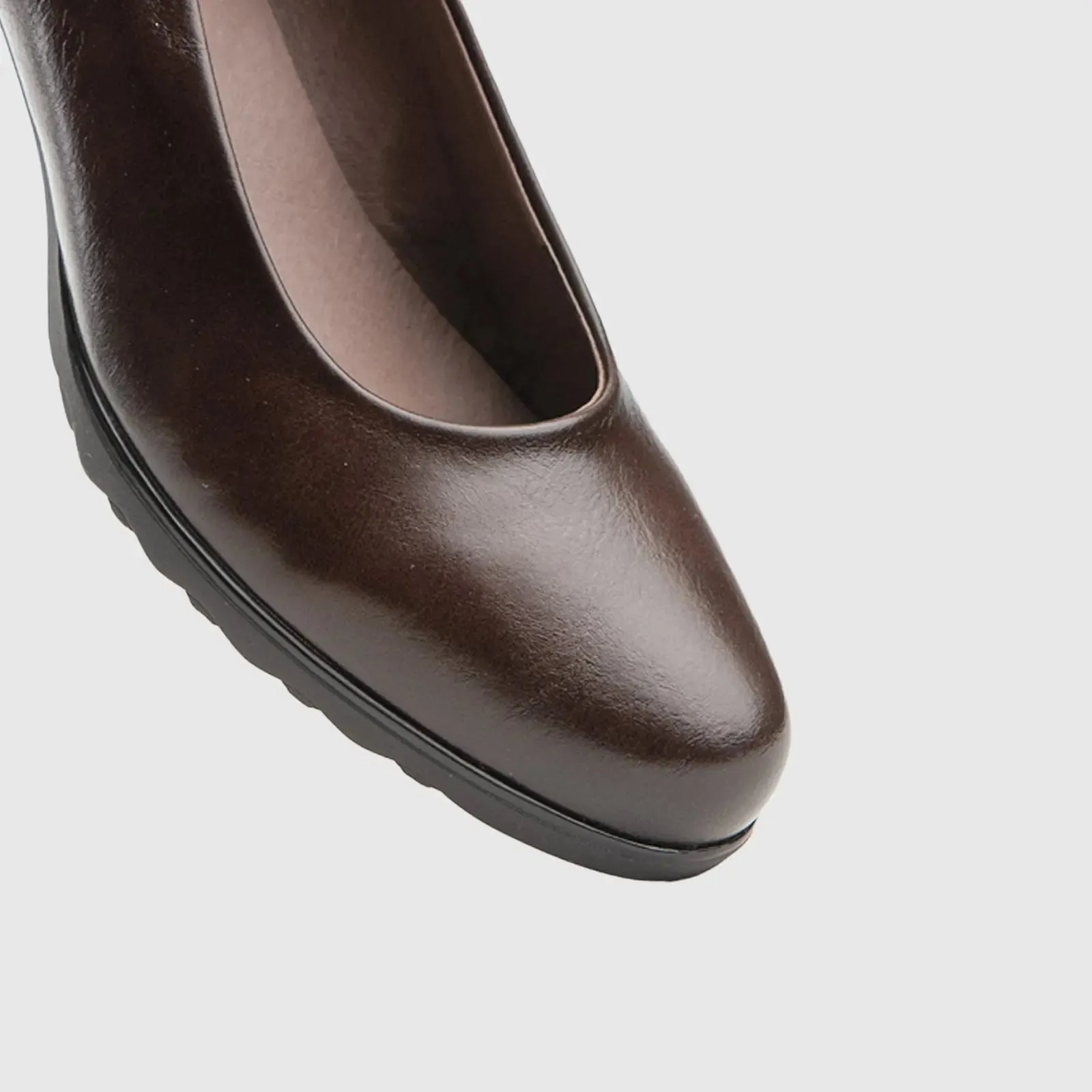 Ladies Block Heel Court Shoe 01163 Brown
