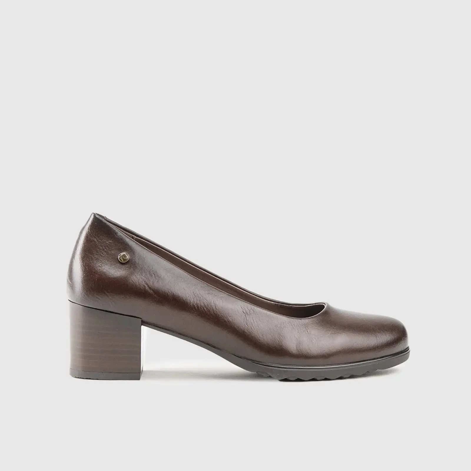 Ladies Block Heel Court Shoe 01163 Brown