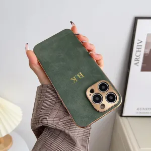 Lambskin Leather Personalized Initials Custom Name Case For iPhone