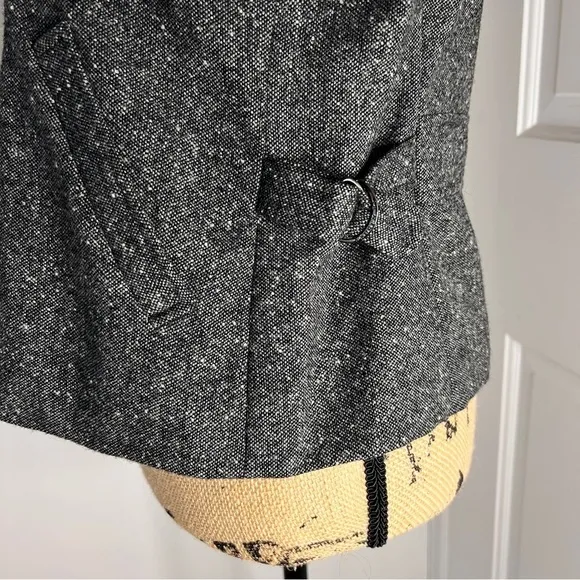 Lauren Ralph Lauren Charcoal Gray Moto Bomber Lambswool Tweed Jacket