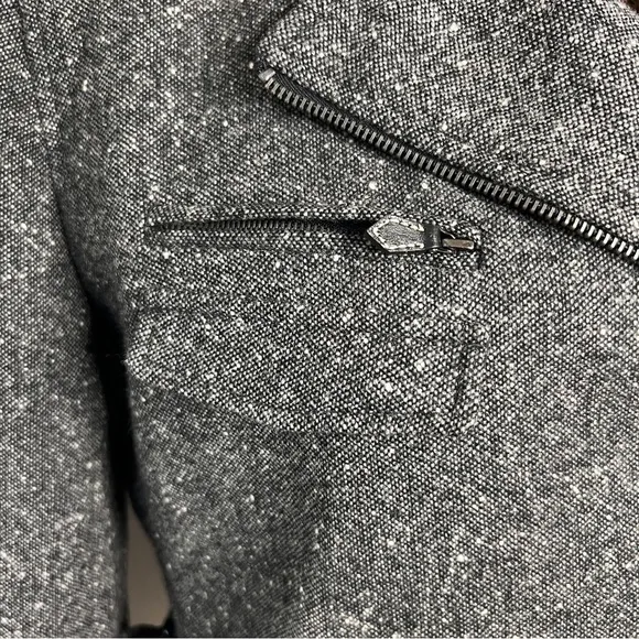 Lauren Ralph Lauren Charcoal Gray Moto Bomber Lambswool Tweed Jacket