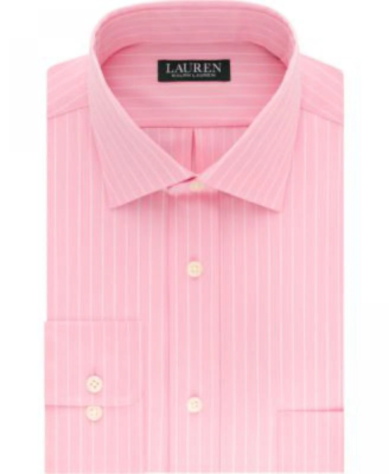 Lauren Ralph Lauren Mens Pink Striped Point Collar Classic Fit Dress Shirt