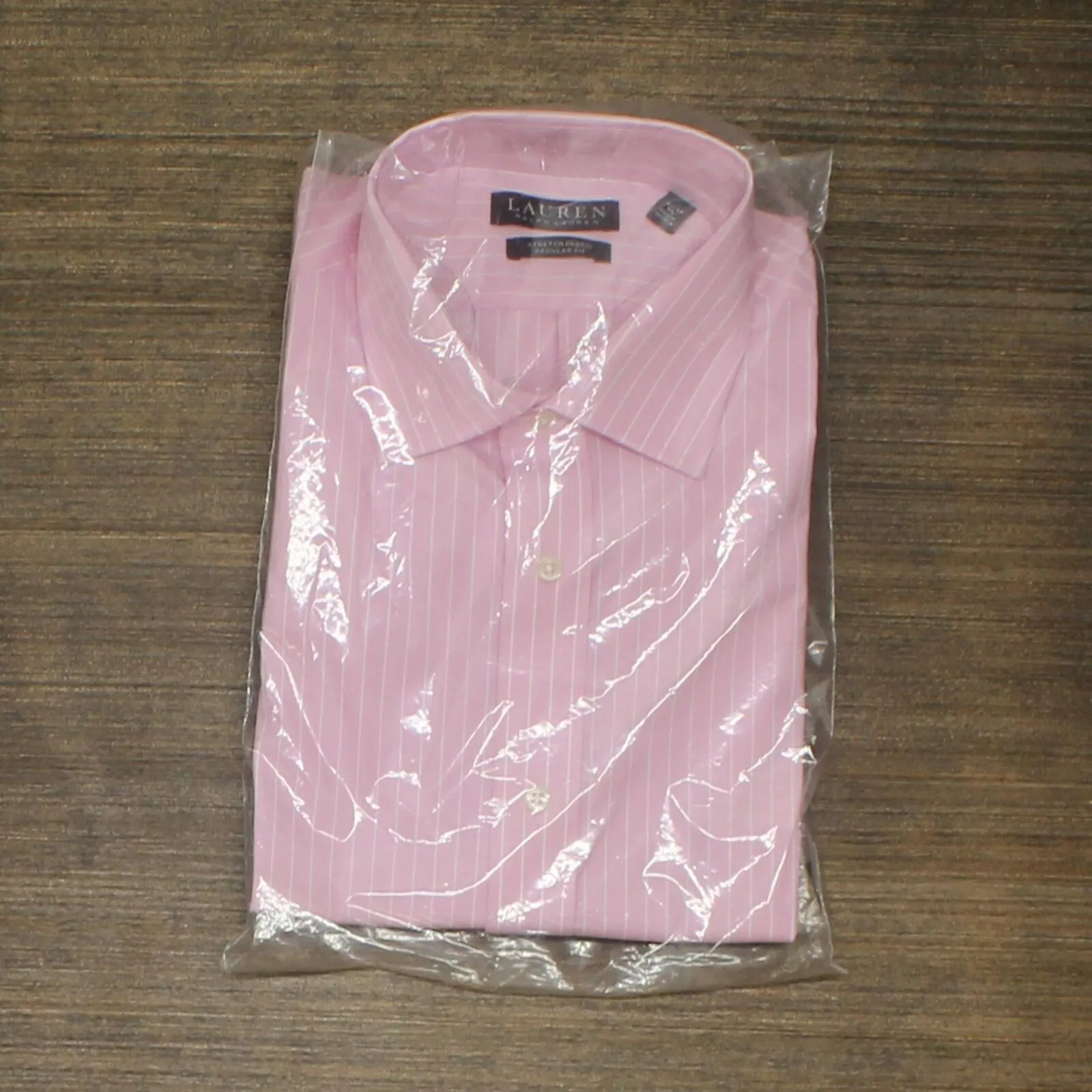 Lauren Ralph Lauren Mens Pink Striped Point Collar Classic Fit Dress Shirt