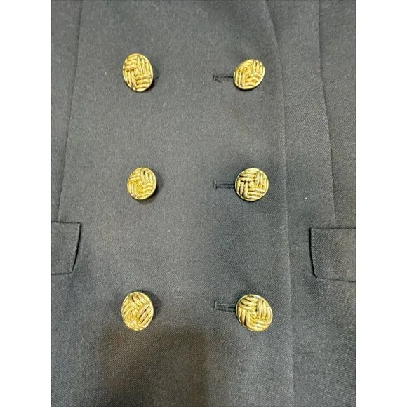 Le Suit Womens Skirt &amp; Jacket Suit Size 10P Petites Black Six Front Buttons