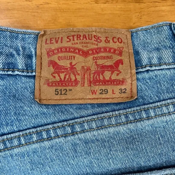 Levis 512 Vintage Straight Leg Jeans Denim Pants High Rise Light Wash, Size 29