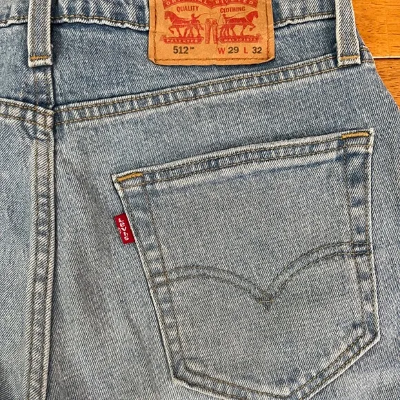 Levis 512 Vintage Straight Leg Jeans Denim Pants High Rise Light Wash, Size 29