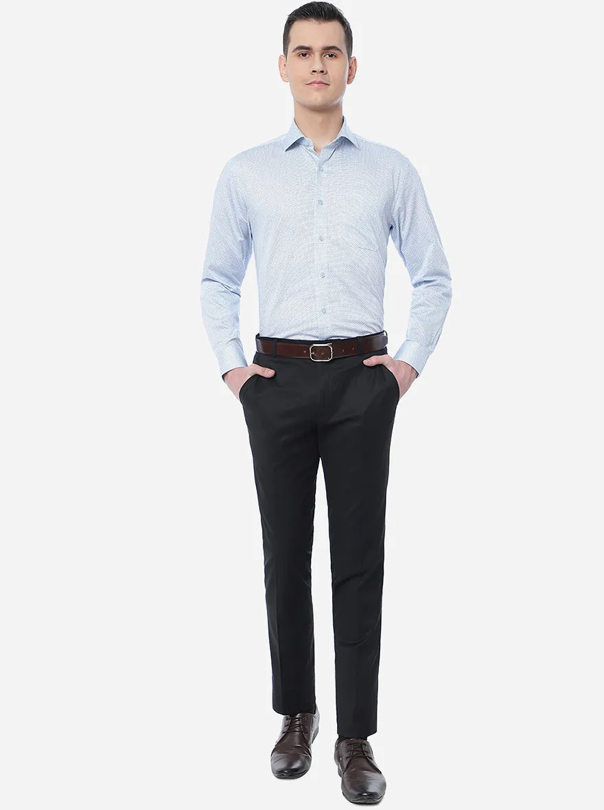 Light Blue Printed Regular Fit Formal Shirt | JadeBlue
