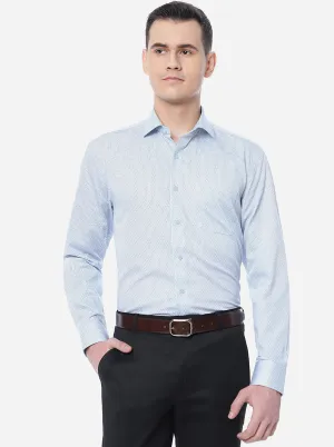 Light Blue Printed Regular Fit Formal Shirt | JadeBlue
