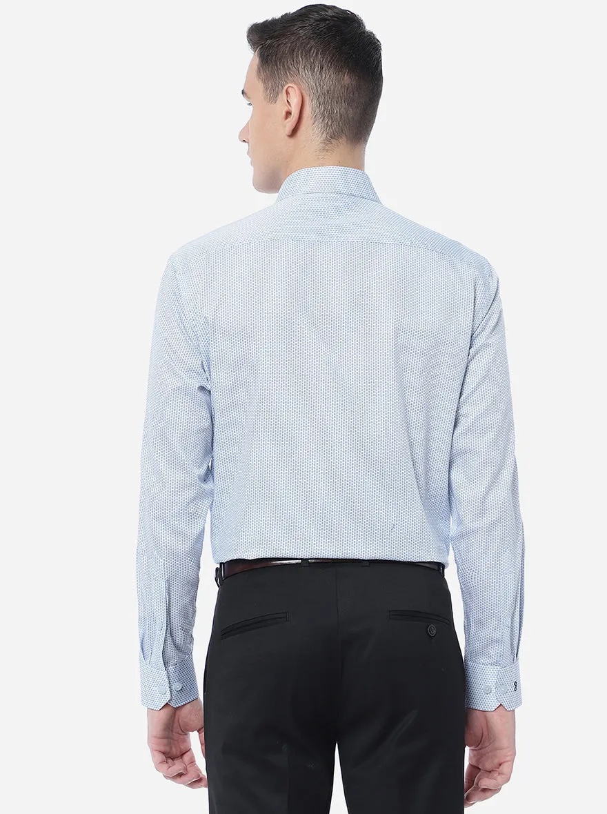 Light Blue Printed Regular Fit Formal Shirt | JadeBlue