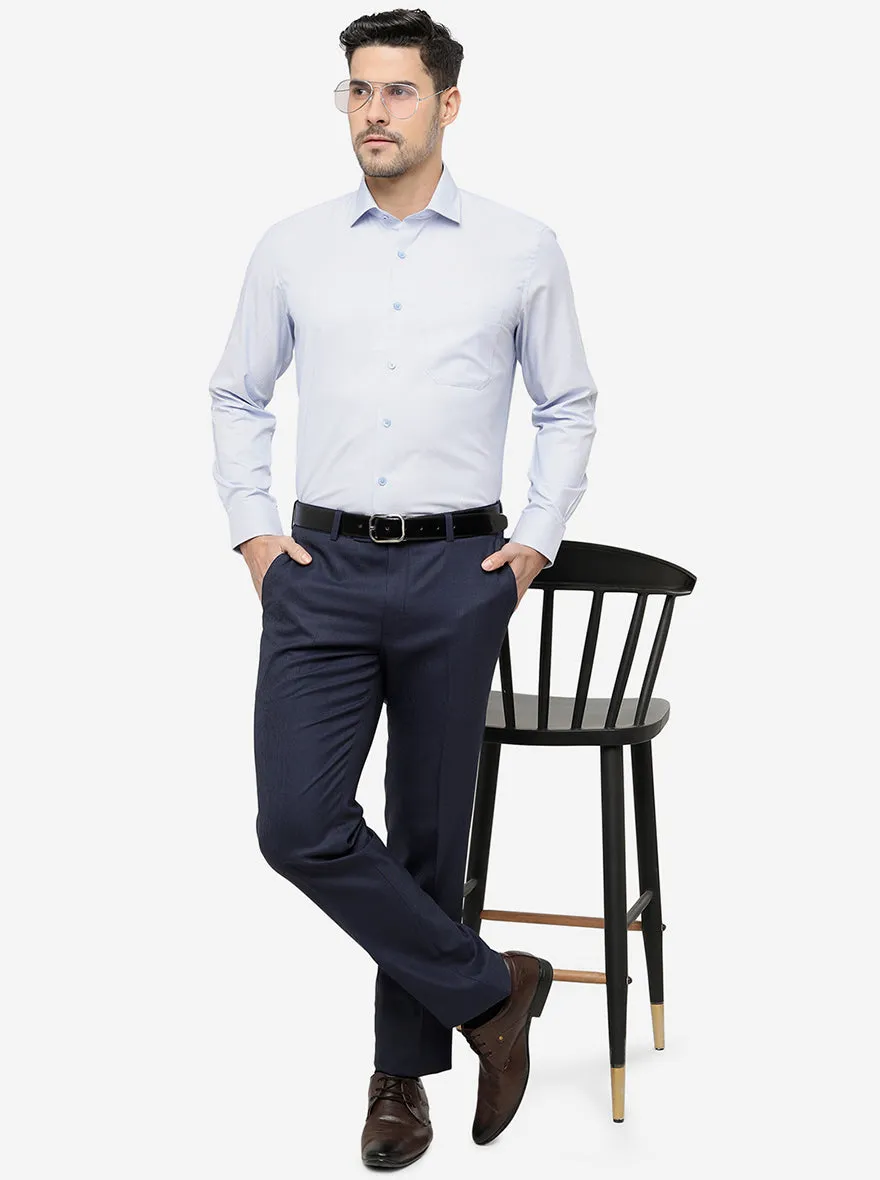Light Blue Solid Slim Fit Formal Shirt | Greenfibre