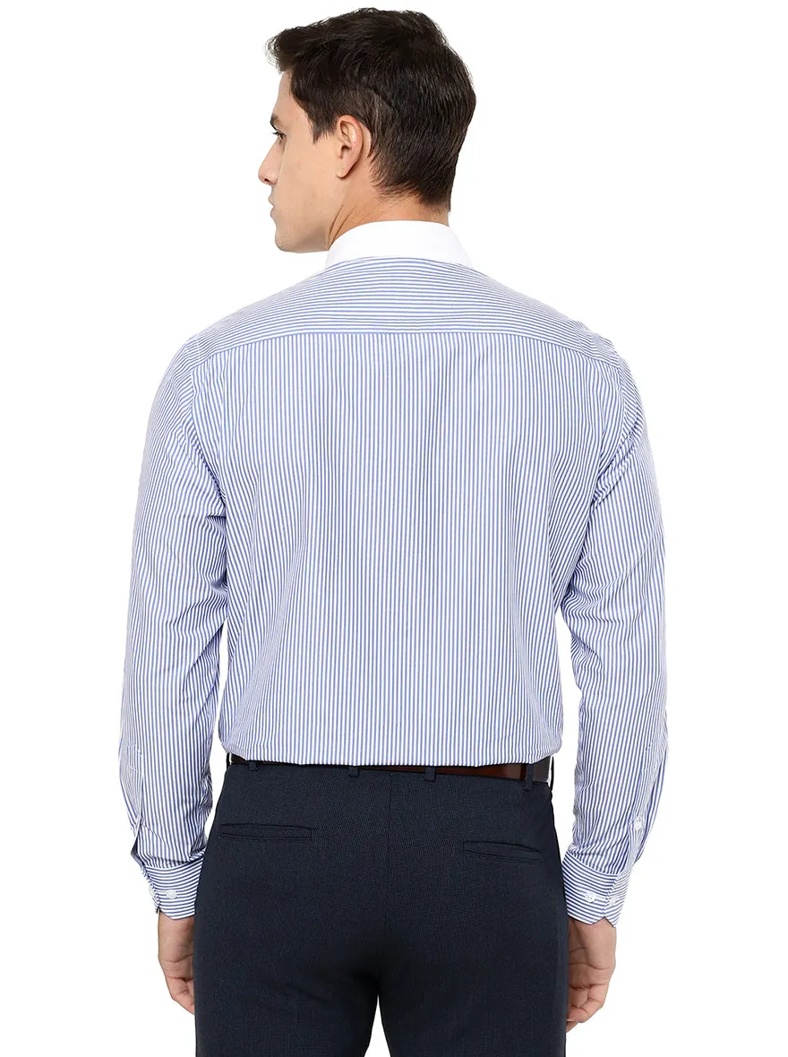 Light Blue Striped Regular Fit Formal Shirt | JadeBlue
