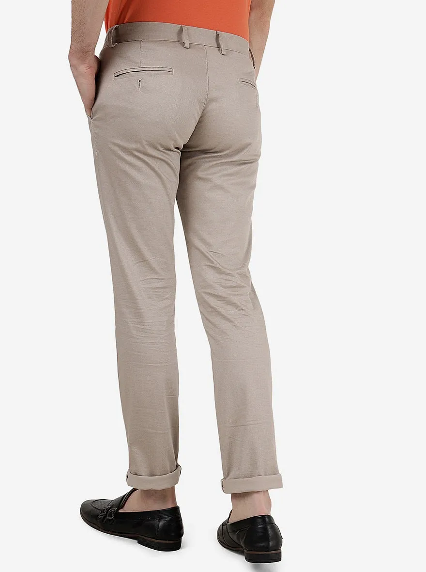 Light Grey Solid Super Slim Fit Casual Trouser | Greenfibre