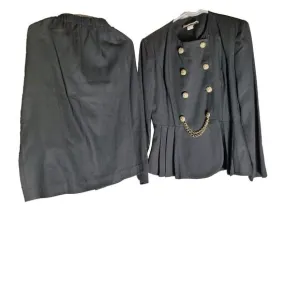 Lindsey Scott Skirt Suit  Gold Button Retro Peplum Career Spec. Event Unique  12