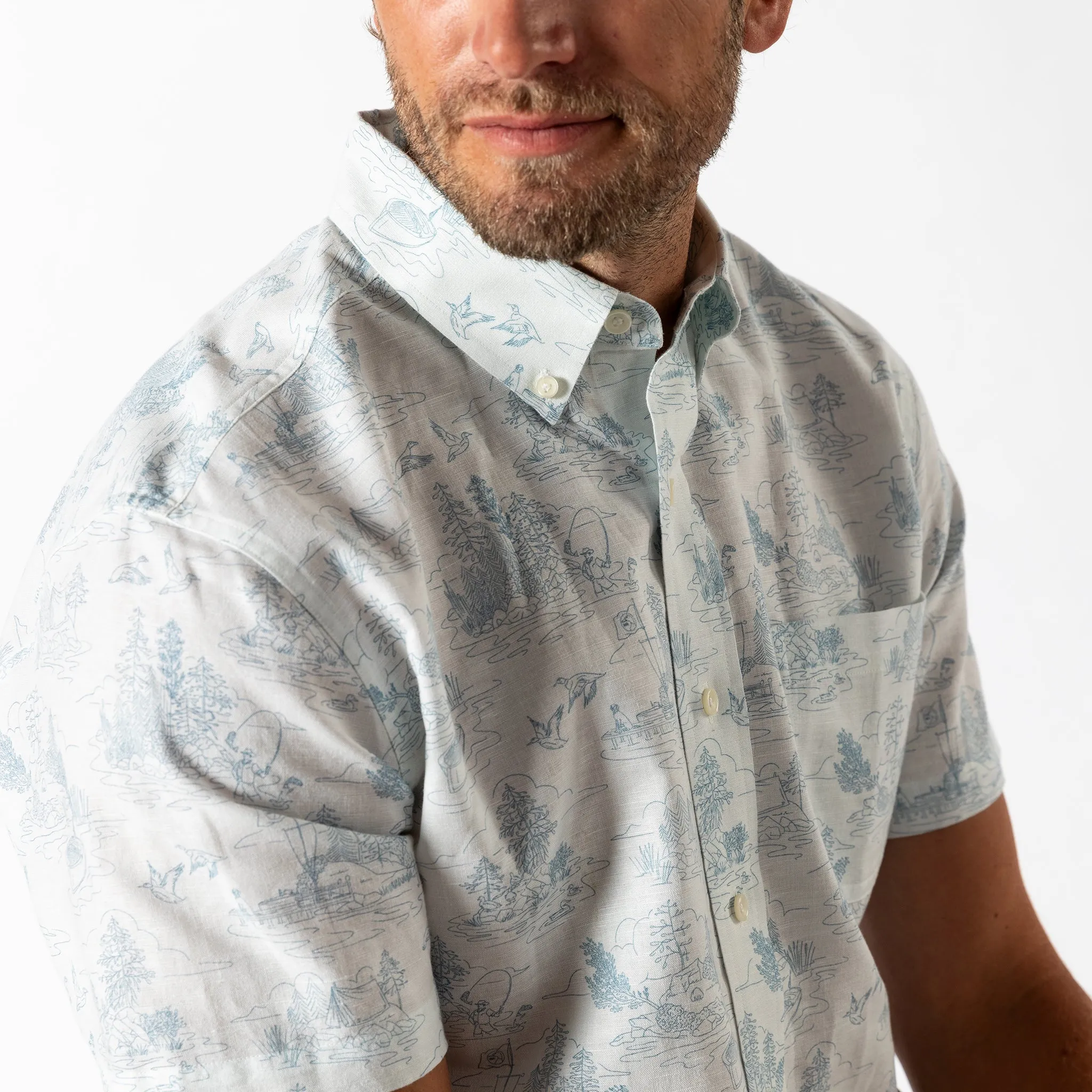 Linen Cotton Oxford Sport Shirt - Lakeview Toile