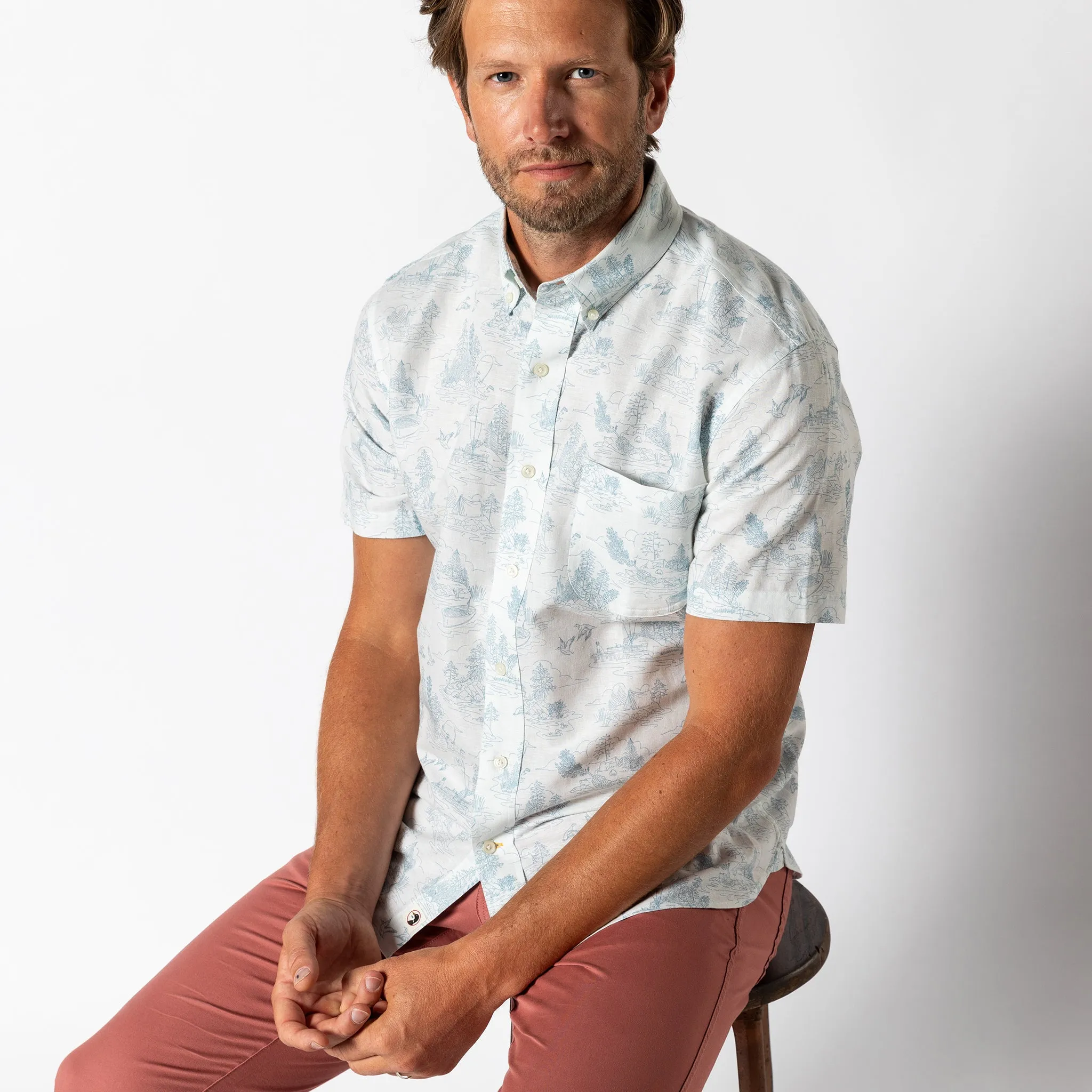 Linen Cotton Oxford Sport Shirt - Lakeview Toile