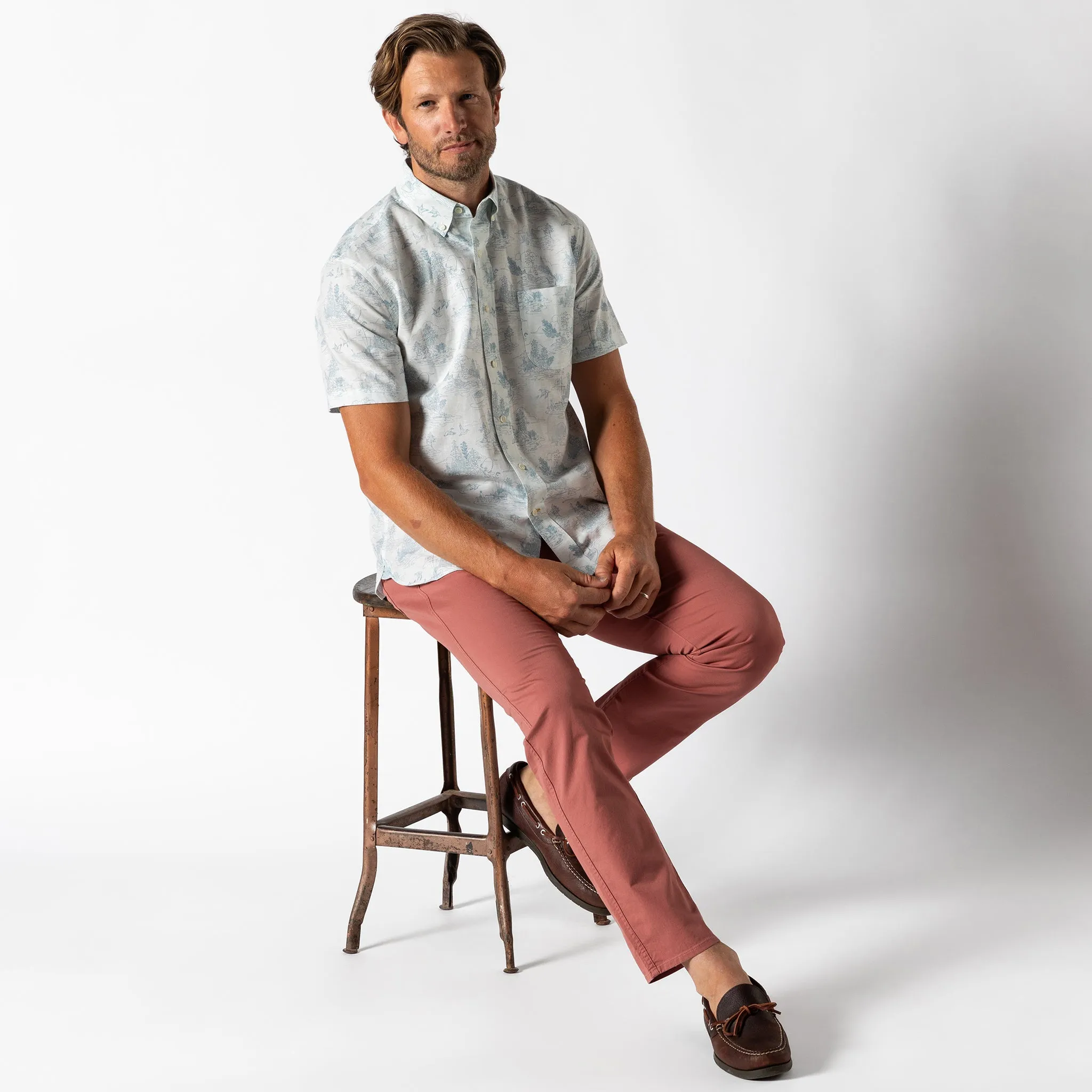 Linen Cotton Oxford Sport Shirt - Lakeview Toile
