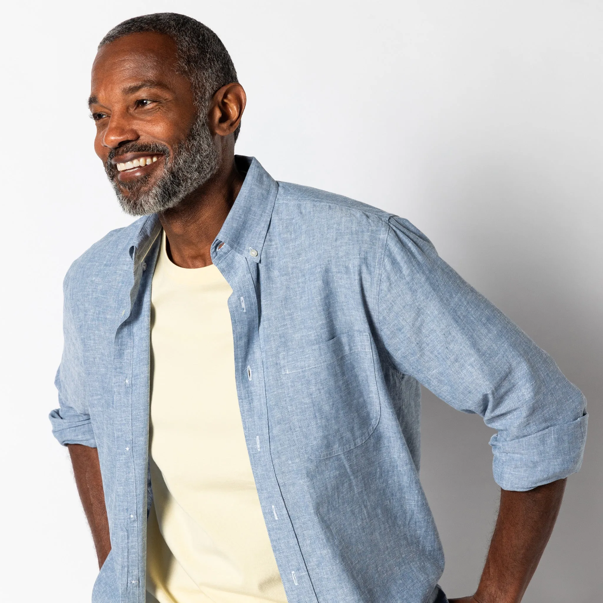 Linen Cotton Oxford Sport Shirt - Wallace Solid