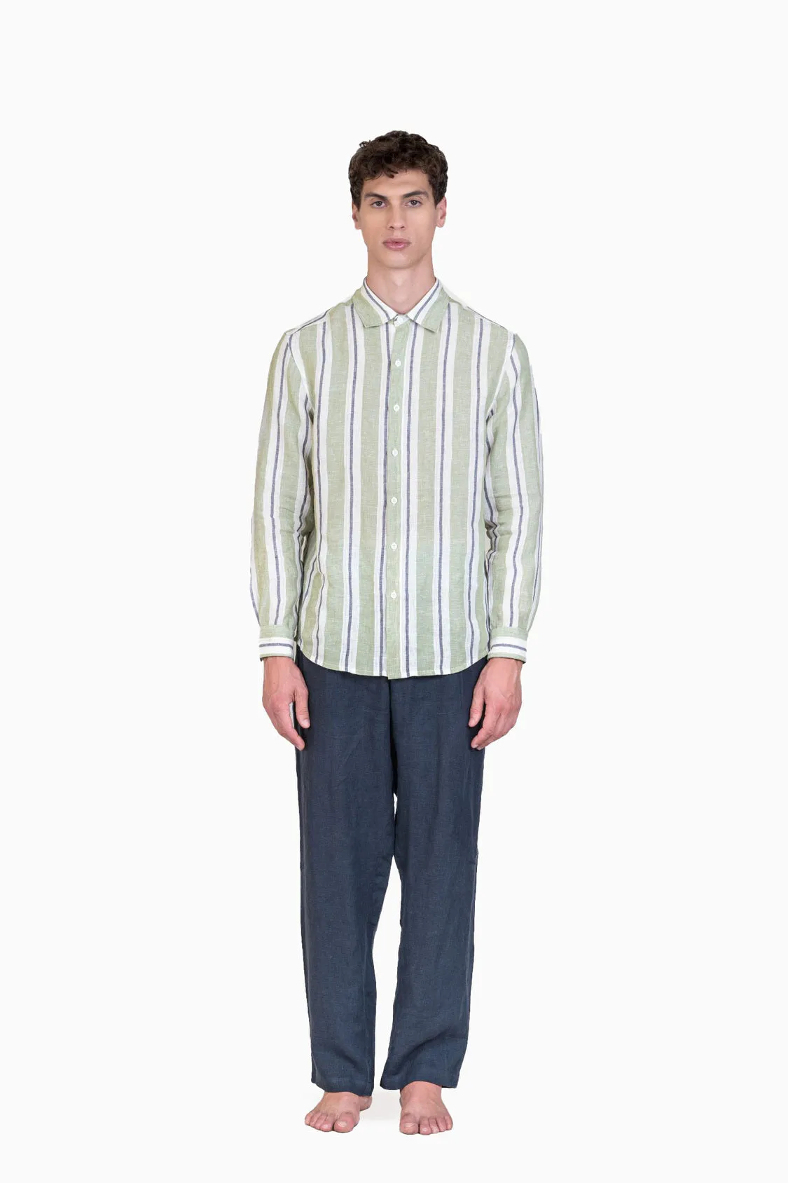 Linen Damon Shirt-Tiffany Blue