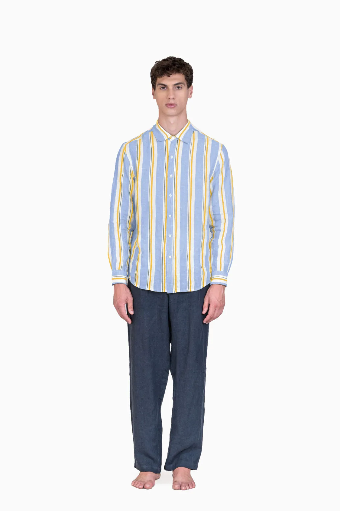 Linen Damon Shirt-Tiffany Blue