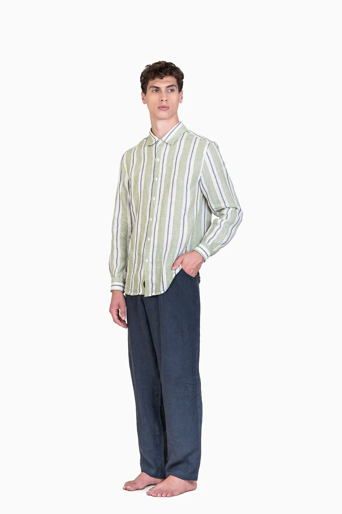 Linen Damon Shirt-Tiffany Blue