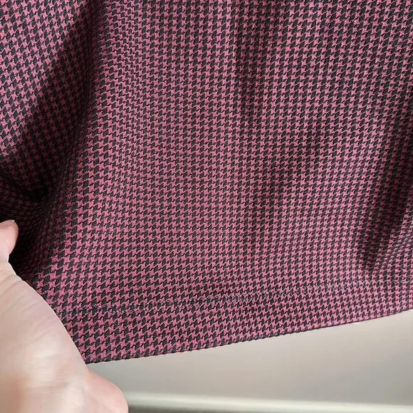 Loft maroon checkered ruffle neck dress