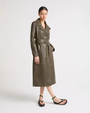 Long leather trench coat