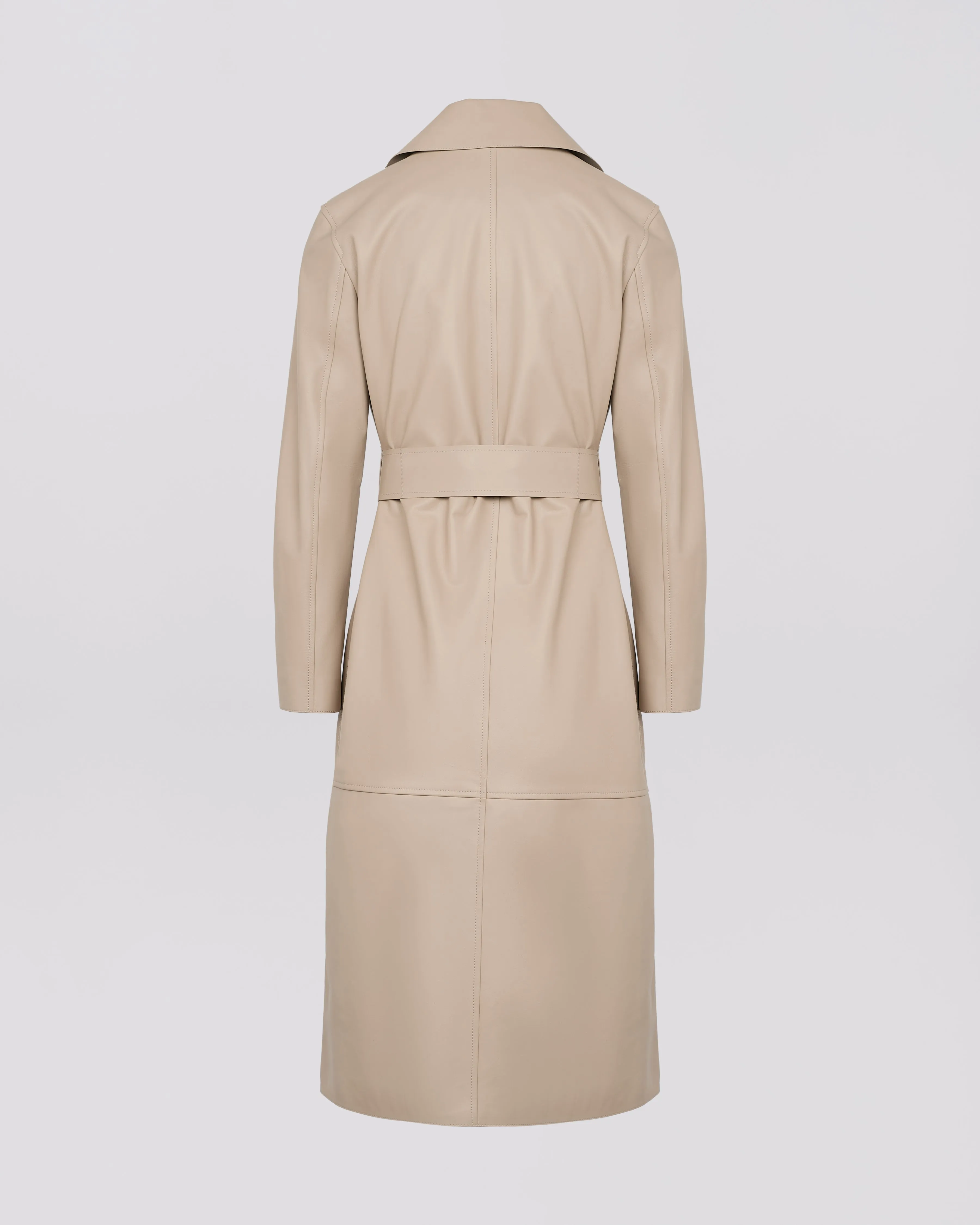 Long leather trench coat