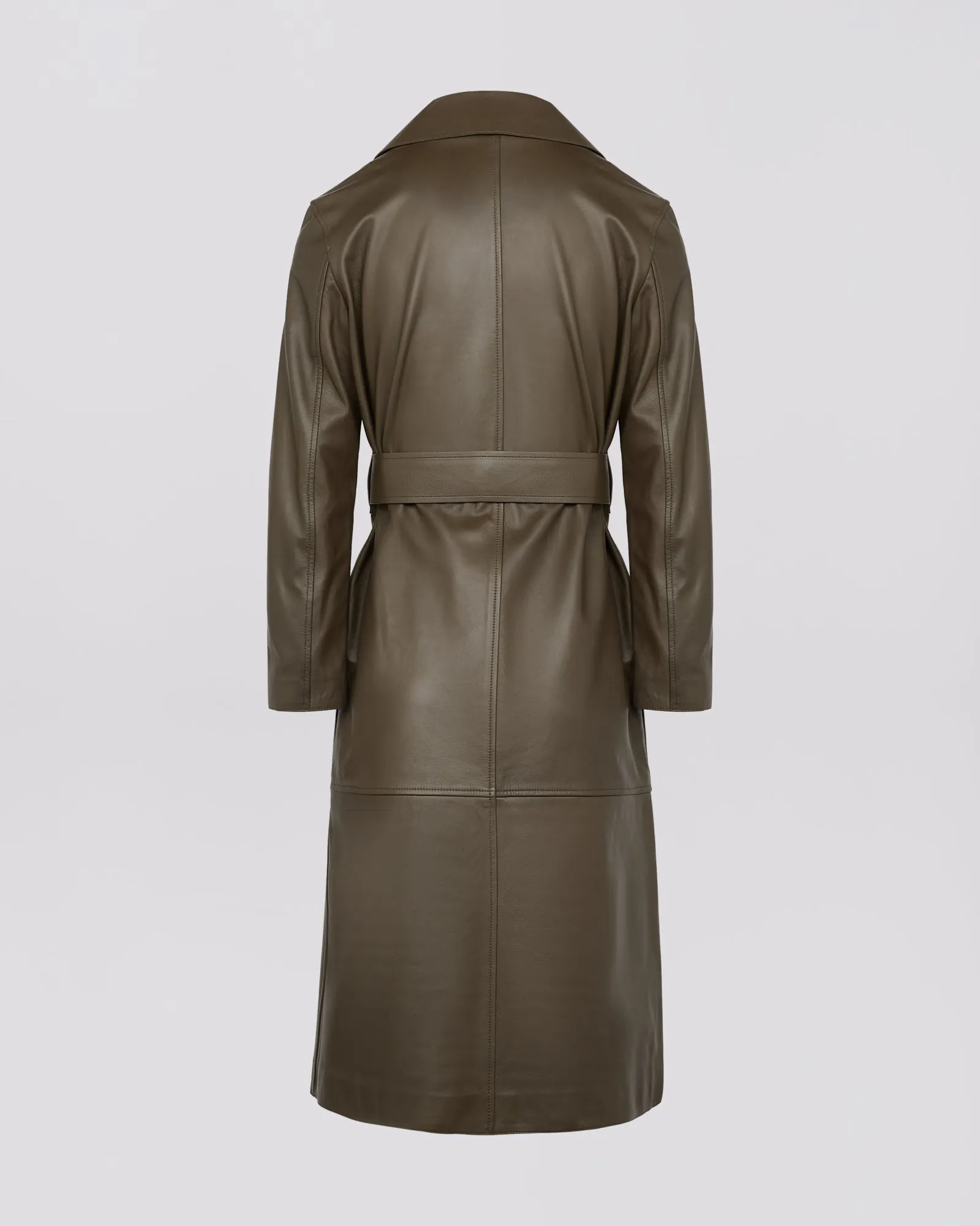 Long leather trench coat