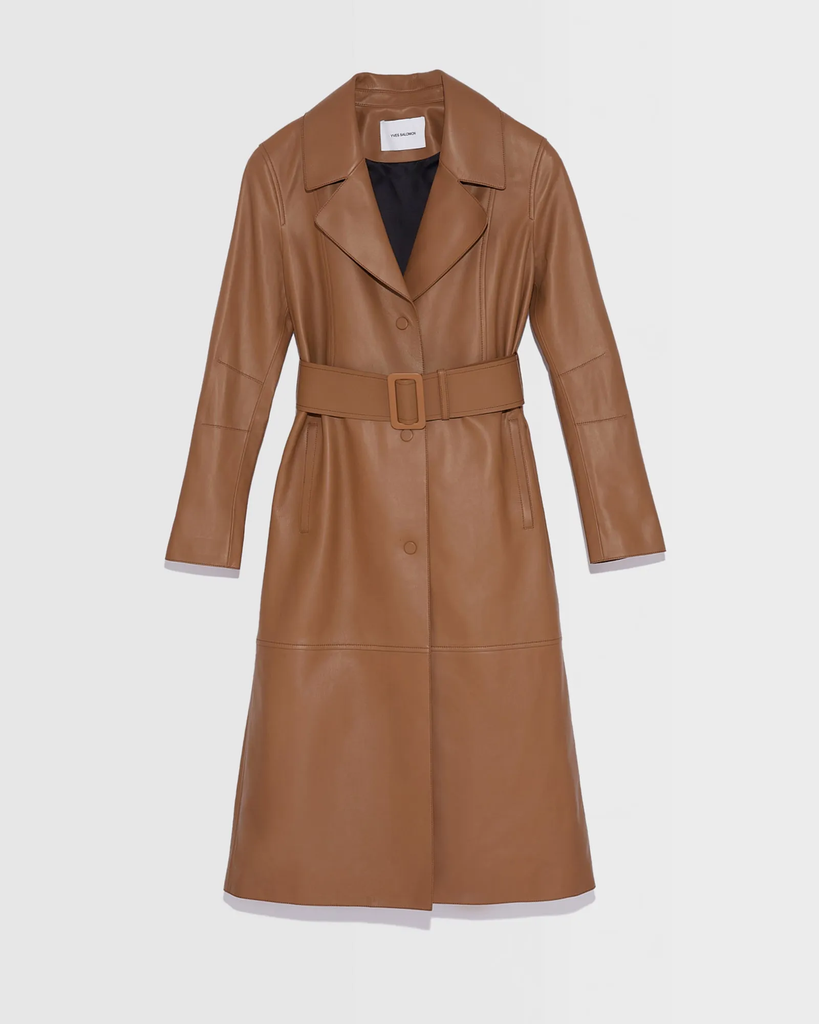 Long leather trench coat