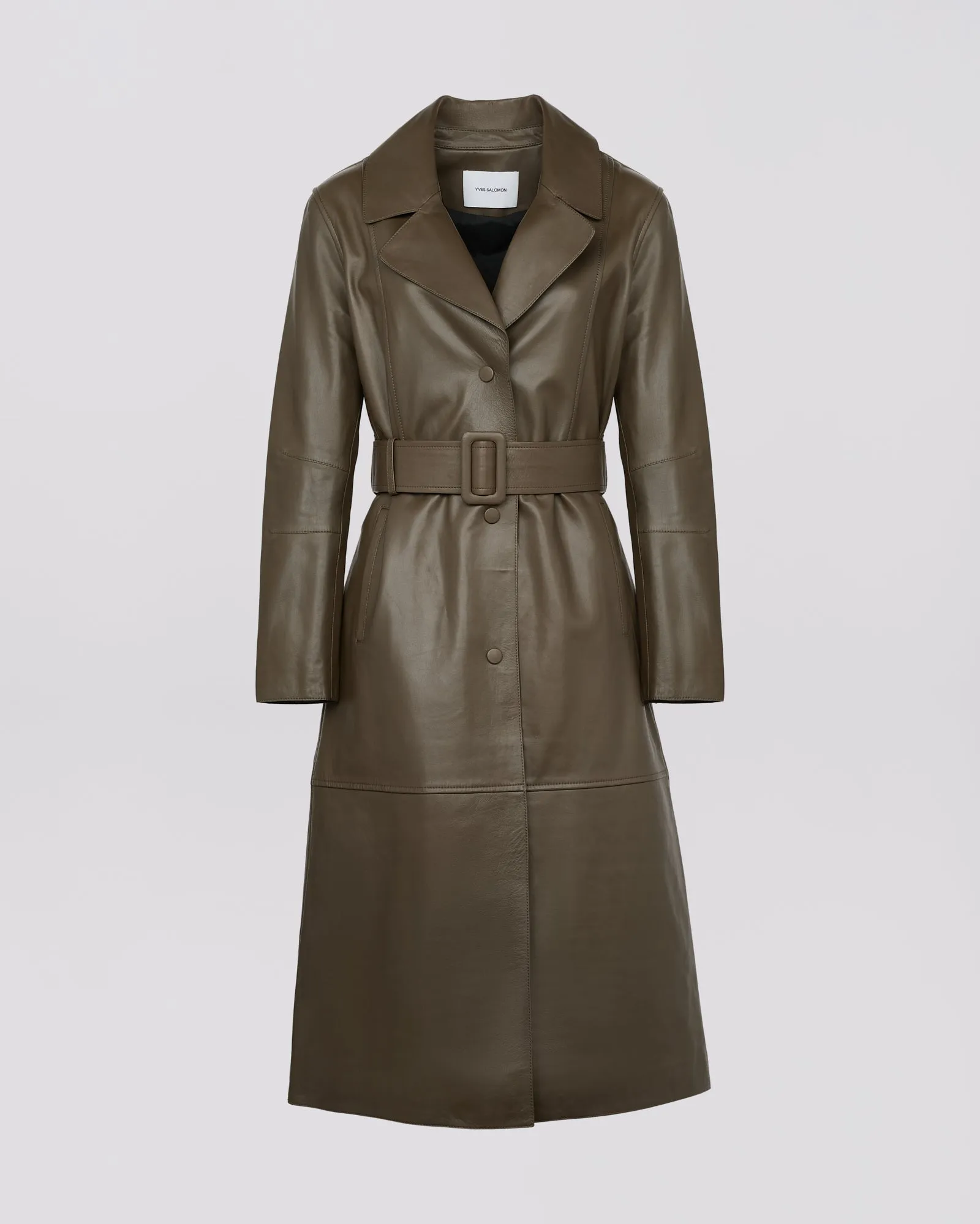 Long leather trench coat