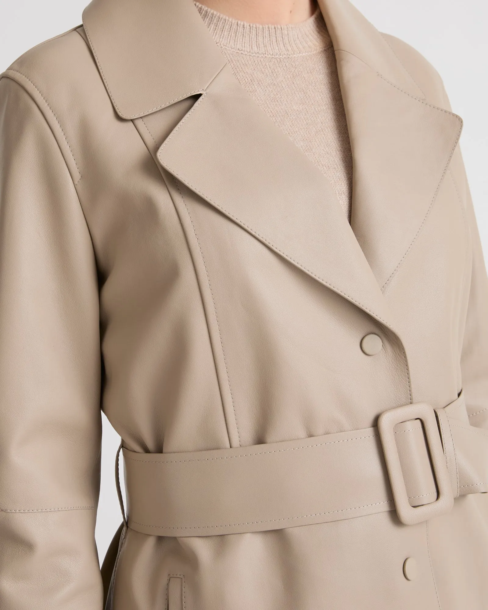 Long leather trench coat