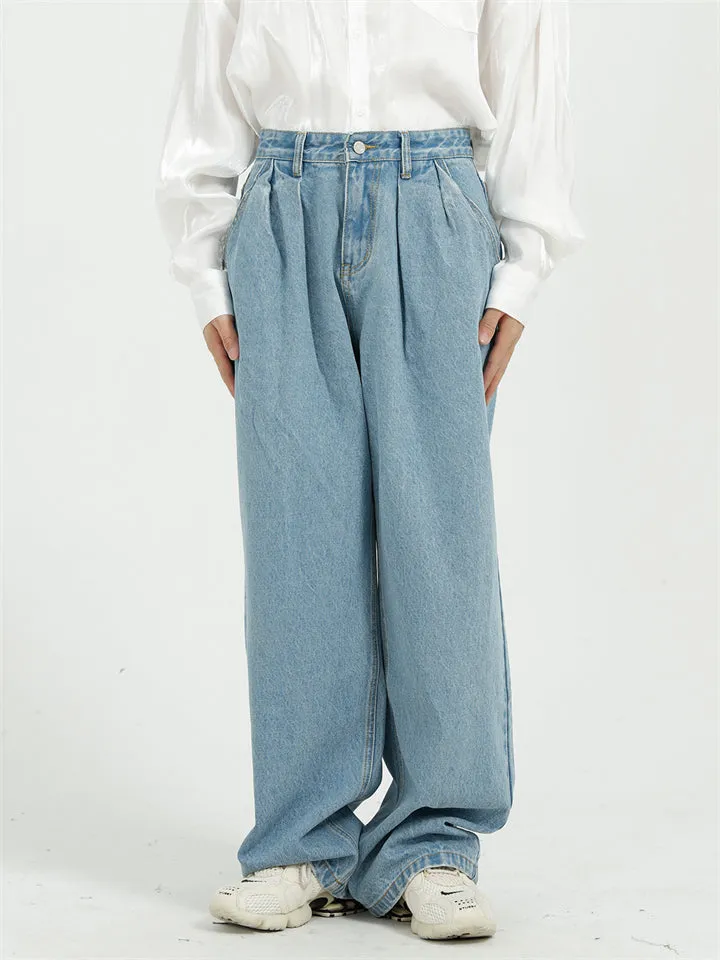 Loose Casual Ankle Length Wide Leg Men's Jeans