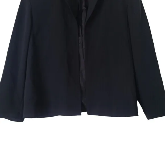Louben Classic Black Wing Collar Blazer 16 Open Front Career Dress Jacket