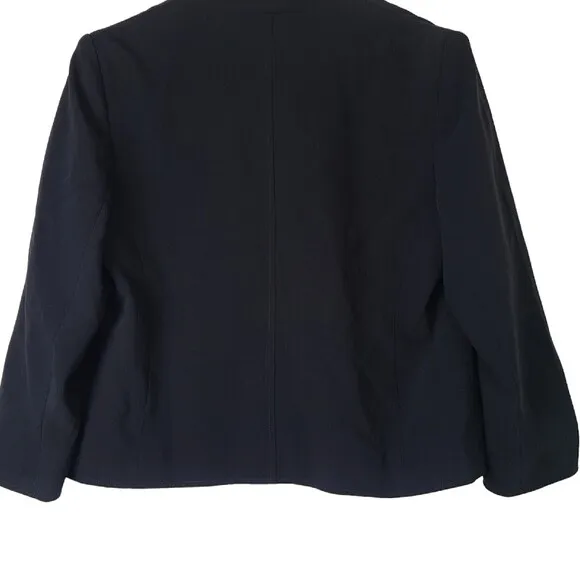 Louben Classic Black Wing Collar Blazer 16 Open Front Career Dress Jacket