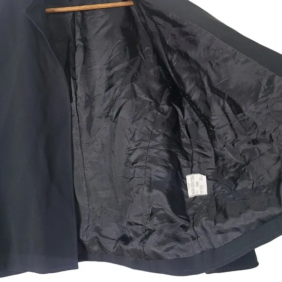 Louben Classic Black Wing Collar Blazer 16 Open Front Career Dress Jacket