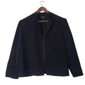 Louben Classic Black Wing Collar Blazer 16 Open Front Career Dress Jacket
