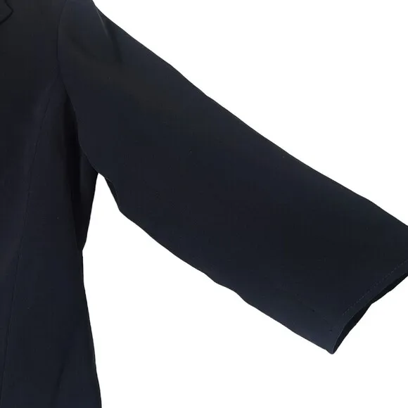 Louben Classic Black Wing Collar Blazer 16 Open Front Career Dress Jacket