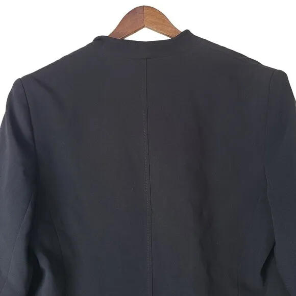 Louben Classic Black Wing Collar Blazer 16 Open Front Career Dress Jacket
