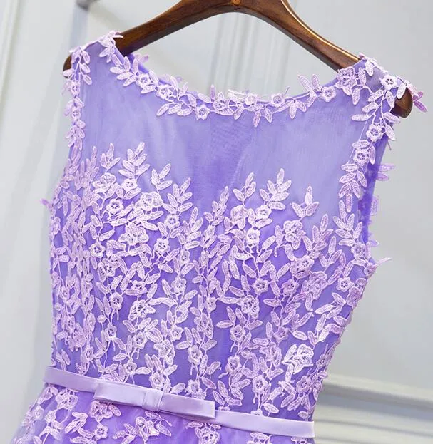 Lovely Light Purple Round Neckline Floor Length Party Dress, Prom Dress , Beautiful Formal Gowns