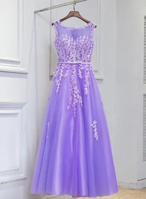 Lovely Light Purple Round Neckline Floor Length Party Dress, Prom Dress , Beautiful Formal Gowns