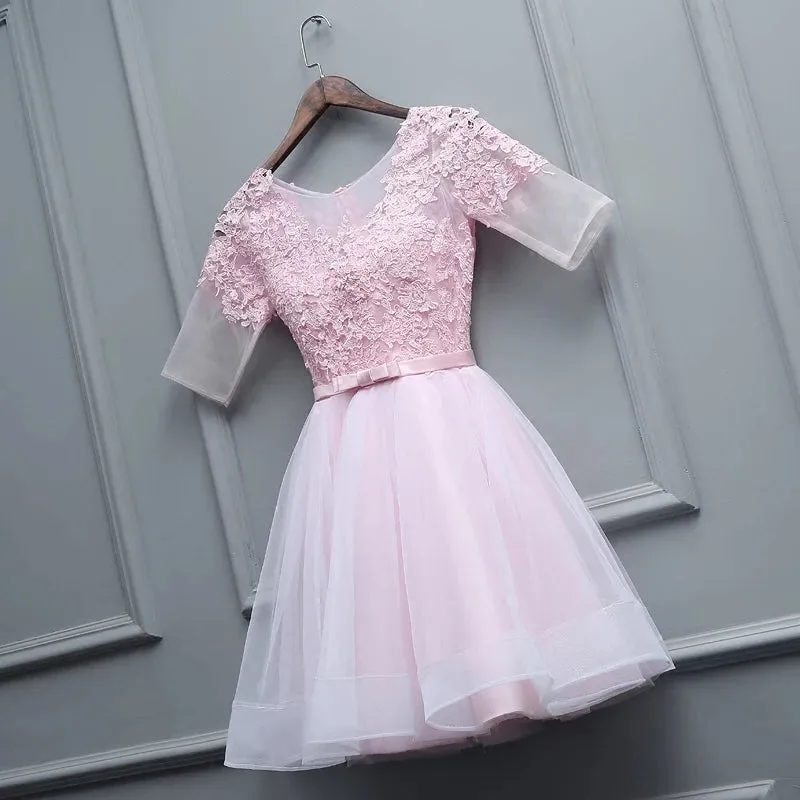 Lovely Pink Tulle Short Party Dress, Pink Homecoming Dress