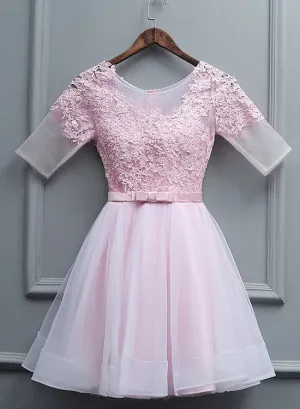 Lovely Pink Tulle Short Party Dress, Pink Homecoming Dress