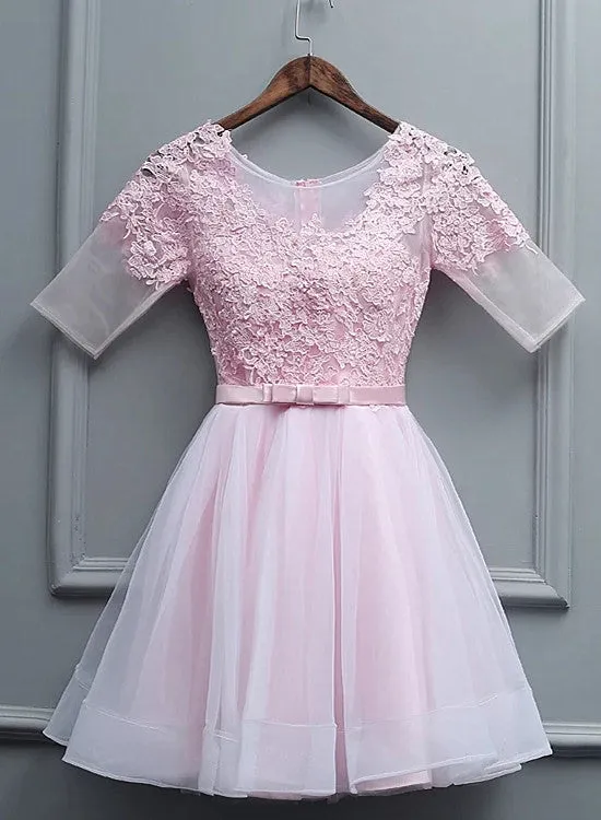 Lovely Pink Tulle Short Party Dress, Pink Homecoming Dress