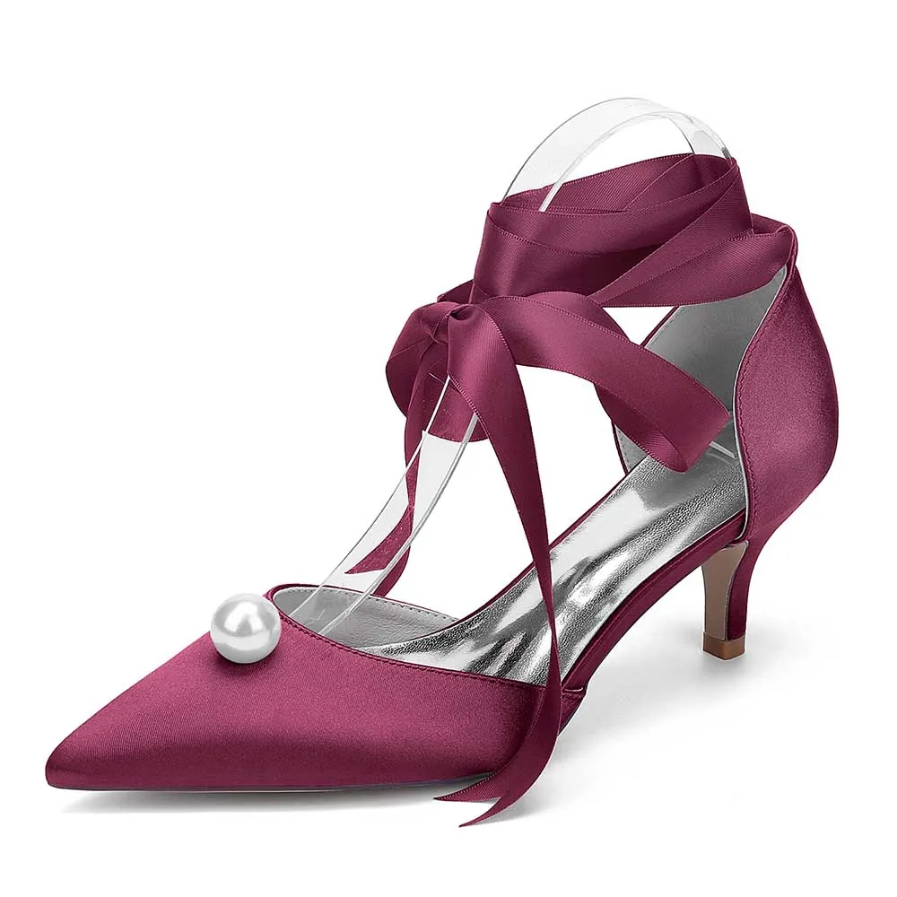 Low Heels Dress Hels Ankle Strap Bridal Shoes With Pearl Prom Heels