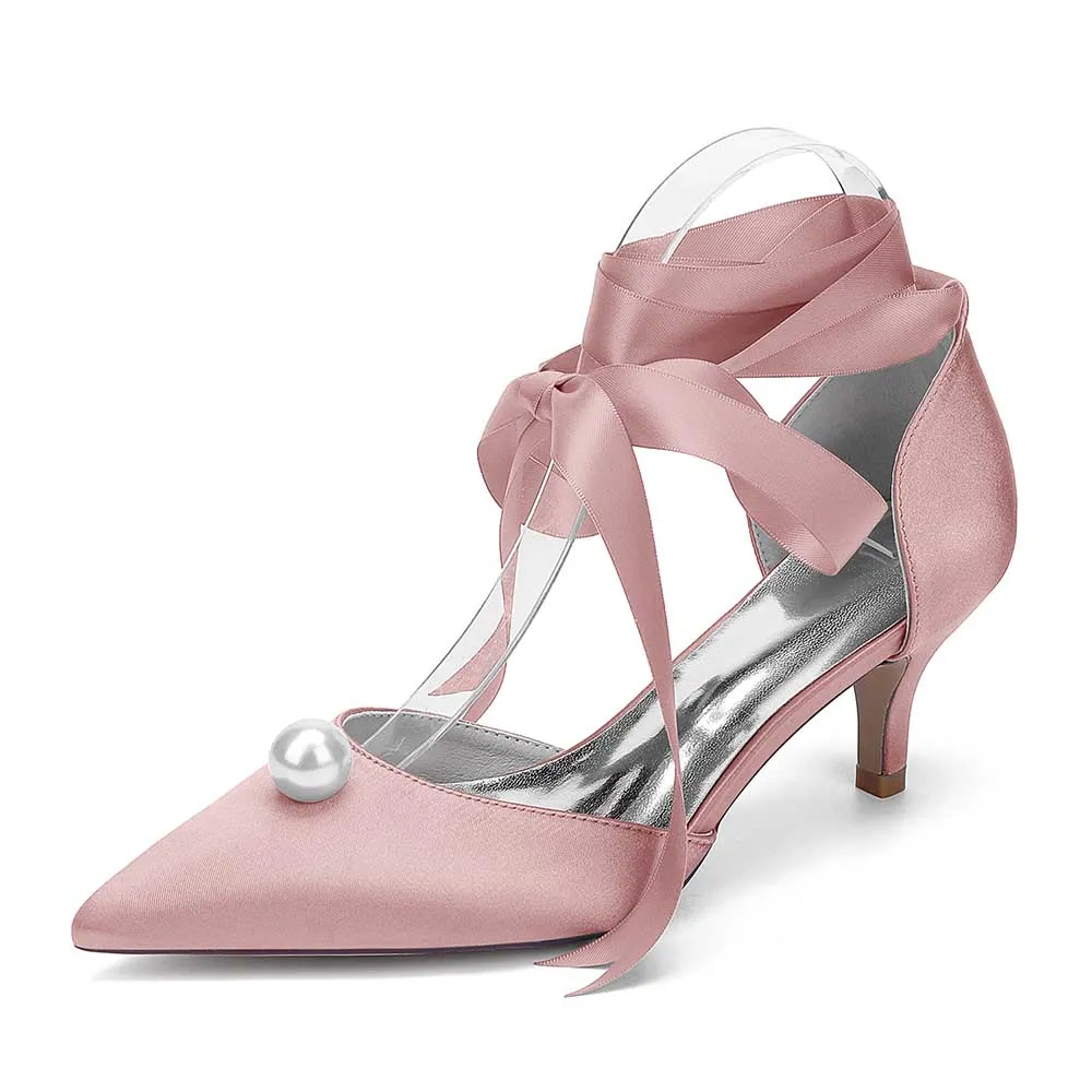 Low Heels Dress Hels Ankle Strap Bridal Shoes With Pearl Prom Heels
