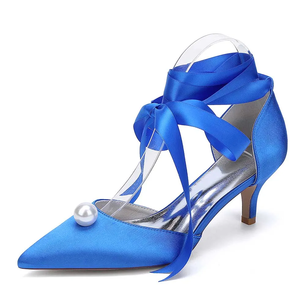 Low Heels Dress Hels Ankle Strap Bridal Shoes With Pearl Prom Heels