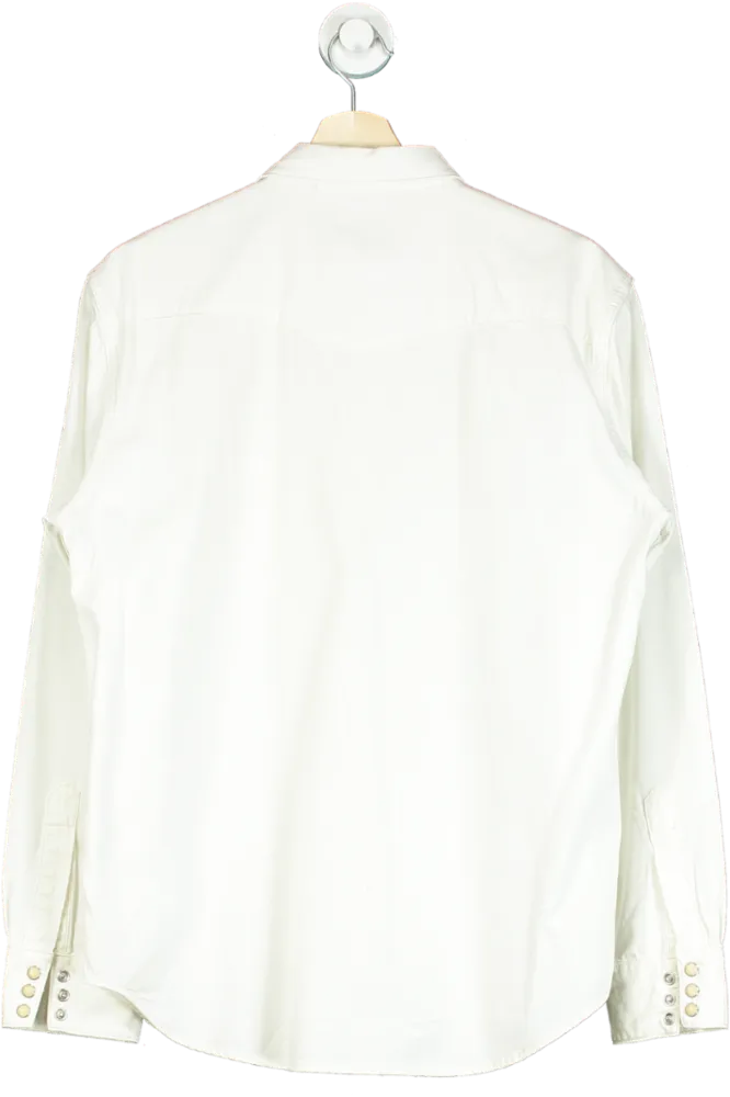 Lucky Brand White Long Sleeve Button-Down Shirt UK M
