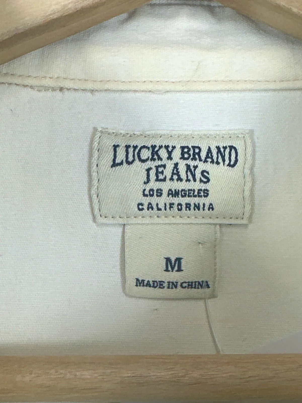 Lucky Brand White Long Sleeve Button-Down Shirt UK M