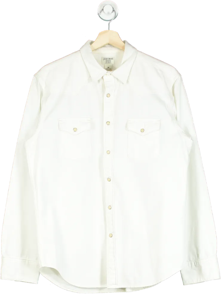 Lucky Brand White Long Sleeve Button-Down Shirt UK M